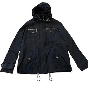 Burberry Brit Women's Removable Hood Black Windbreaker Raincoat Jacket Size 10 - Picture 1 of 17