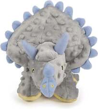 goDog Dinos Triceratops With Chew Guard Technology Tough Plush Dog Toy Grey L...