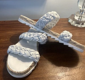 Sandalias de plataforma Marc Fisher blancas con correa trenzada talla 10 - Imagen 1 de 6