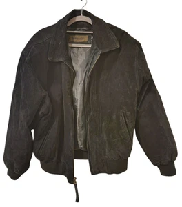 Mirage Suede Jacket Men's L Black Pocket Zip Up VTG - Picture 1 of 12