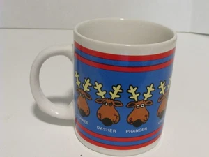 Vintage 1986 Houston Foods Santa's Reindeer Coffee Mug - Picture 1 of 5