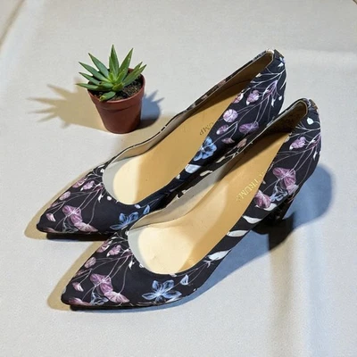 Tacones Ivanka Trump Estampado Floral Punta Bloque Mujer Talla 10 Foto 1 de 4