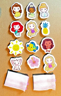 12 juguetes de bañera de espuma Disney + 2 bolsas de malla juguete de baño conjunto mixto caja abierta nuevo Foto 1 de 4