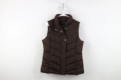 Chaleco acolchado vintage Y2K Gap Babydoll para mujer talla mediana cremallera completa chaqueta marrón Foto 1 de 4
