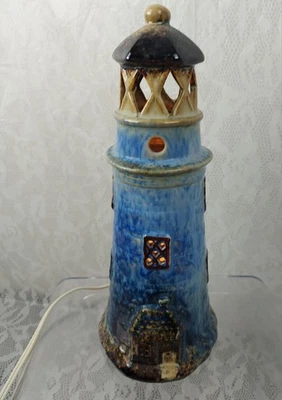 Lámpara Luz Nocturna Faro Pintada a Mano Cerámica Costera Náutica De Colección  Foto 1 de 4