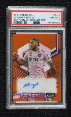 2023 Topps Finest MLS Orange Refractor /25 DeAndre Yedlin PSA 10 GEM MT Auto - Image 1 of 2