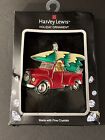 Harvey Lewis  Crystals Enamel RED TRUCK a with Dog &Tree Ornament 2.5" x 3"