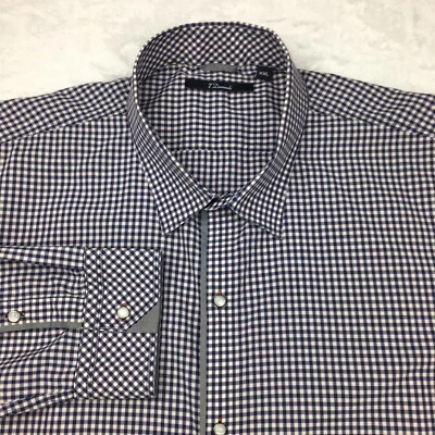 7 Diamonds Shirt Mens XXL Black and White Check Pearl Snap Front Trim Fit - Image 1 of 4