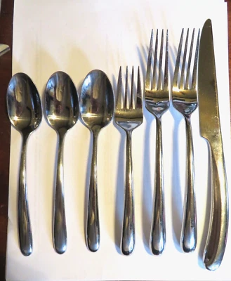 7 PCS Ralph Lauren Stainless Glossy Atlantique SALAD FORK dinner Knife Teaspoons - Image 1 of 4