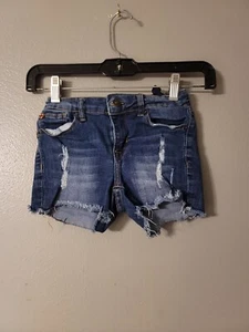 Hudson Girls blue Denim Shorts Size 10 Adjustable Waist Distressed Cutoff READ  - Picture 1 of 8