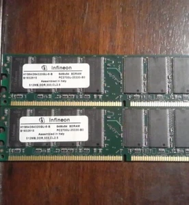 Infineon 1GB (512x2) DDR 333Mhz PC2700 Non ECC Memory Ram HYS64D128320GU-6-B - Picture 1 of 1