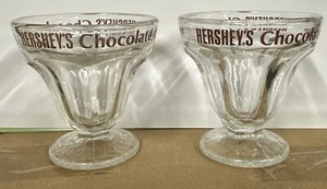 Hersheys Chocolate Lover Vintage 2 Glass Single Scoop Sunday Glass Cup Ice Cream - Picture 1 of 4