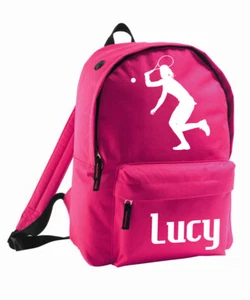 Kids Bag Personalised Backpack Rucksack Add Name Boys Girls Tennis Player Sport - Picture 1 of 12
