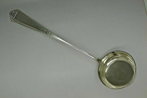 GERMAN 800 SILVER PUNCH LADLE 1920 ART DECO WILHELM MULLER BERLIN RARE 14 1/2" Cover