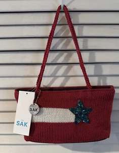 The Sak Small 2 Handles Bag Shooting Star Crochet Purse Patriotic New w/ Tag - Picture 1 of 9