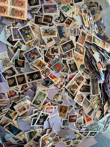 BIG LOT OF 200 MIXED USED & CANCELLED U.S. POSTAGE STAMPS ON PAPER NEW & VINTAGE Cover