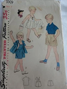 Adorable Little Boys Coverall Shorts Sewing Pattern Simplicity Size 2 chest 21 - Picture 1 of 2