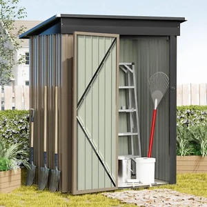 5'x3' FT Outdoor Storage Tool Shed With Sloping Roof & Lockable Door. (BROWN) - Picture 1 of 7