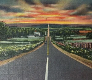 Lote de 3 postales de lino sin publicar para autopista de peaje de Pensilvania escenas de los años 30-40 sin publicar - Imagen 1 de 9