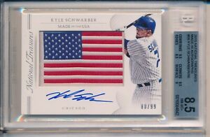 Kyle Schwarber 2015 Panini NT USA FLAG Jersey Patch /99 Rookie RC BGS 10 AUTO