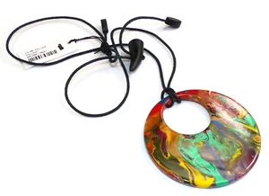 Sobral Pollock Multi Color Swirl Artist Made Pendant Statement Necklace - Picture 1 of 6