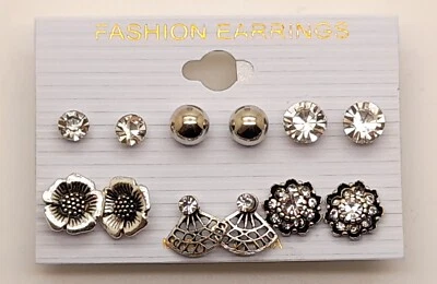 Wholesale set of 6 pairs multi style ear stud fashion jewelry earrings lot #64 - Image 1 of 4