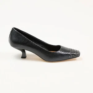 Donald Pliner Women Studded Snake Embossed Kitten Heel Pumps Black Size 6 - Picture 1 of 7
