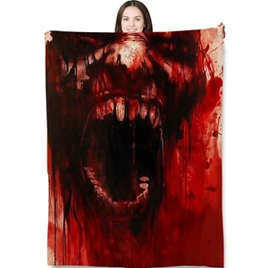 Horror Scream Blanket Gifts for Adults and Kids Horror Halloween Throw Blanke... - Picture 1 of 6