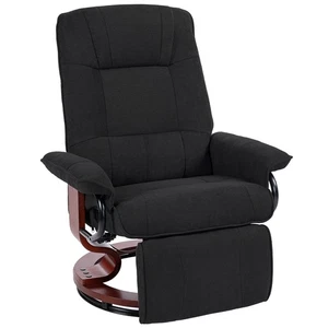 Reclining Swivel Chair, with Footrest - Black - Picture 1 of 9