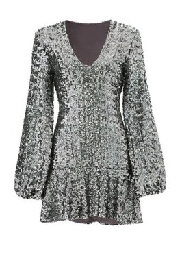 ALEXIS Renada Gunmetal Silver Sequin Mini Dress XS $715 - Image 1 of 4