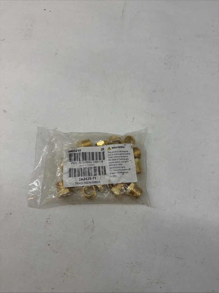 (20 Pack) 3/8" Male x 1/4" Female Hex Pipe Bushing | Brass NPT Thread Fitting - Image 1 of 3