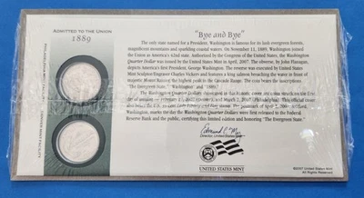 WASHINGTON 2007-P, D STATE QUARTER COINS U.S. MINT SET 1ST DAY COVER SEALED - Image 1 of 4