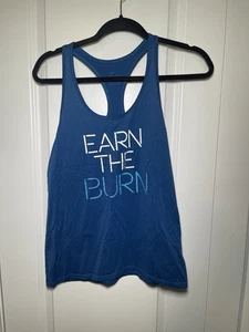 Camiseta sin mangas para mujer Nike Dry Legend "Earn The Burn" con gráfico cian talla pequeña - Imagen 1 de 7