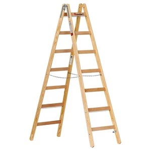 Euroline Holz Sprossenstehleiter 2x7 Sprossen Stehleiter Holzleiter Bockleiter - Bild 1 von 3