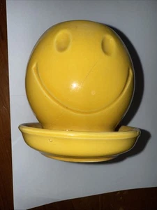 Vintage #0386 McCoy Pottery Yellow Smiley Face Planter - FLAWED (see desc) - Picture 1 of 6