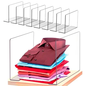 8 Pack Acrylic Shelf Dividers Closet Organization Clear Tall Clothes Towel Purse - Picture 1 of 6