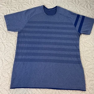 LULULEMON Performance T-Shirt Herren XL blau gestreift Oberteil sportlich Metal Vent Crew - Bild 1 von 12