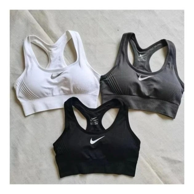 Sujetador deportivo para mujer Nike con logotipo deportivo gris/negro/blanco talla: S-M Foto 1 de 1