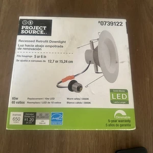 Project Source Recessed Retrofit Downlight LED Can Light New In Box 0739122 - Picture 1 of 2