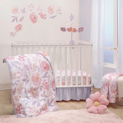 Bedtime Originals Lavender Floral 3-Piece Baby Crib Bedding Set - Pink/Purple - Image 1 of 4