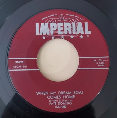 Fats Domino WHEN MY DREAMBOAT COMES HOME (R&B 45) #5396 PLAYS VG+ TO VG++ Foto 1 de 4