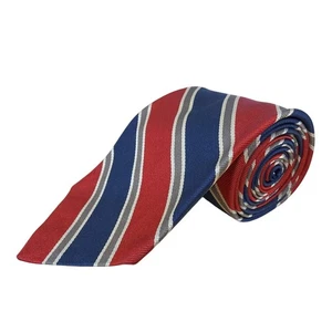 Vintage Brooks Brother Red & Blue 100% Silk Striped Necktie All Seasons - Picture 1 of 7