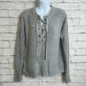 NWT rue21 Sweater Womens Size Small Gray Lace Up Neck - Picture 1 of 13