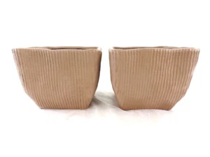 Töpfe 2 Übertöpfe 13 cm Hoch hellbraun quadratisch Pflanzen Dekoration - Bild 1 von 12