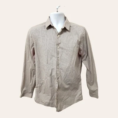 Рубашка Topman мужская повседневная на пуговицах фиолетовая в горошек с воротником размер L с недостатками - Изображение 1 из 4