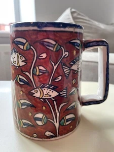 Jerusalem Palestine Iznik Style Pottery Frog Tankard - Picture 1 of 7
