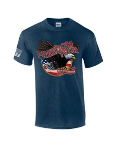 USA Bald Eagle Freedom Tour American Flag Tee Fourth of July Independence Day - Picture 1 of 16