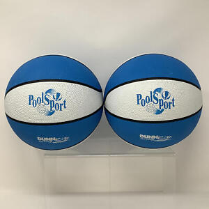 2 PACK~Dunn Rite White Blue Rubber Round Outdoor Sport Swimming Pool Basketball