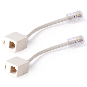 2 pcs Telephone RJ11 6P4C Female To Ethernet RJ45 8P8C Male Adapter Converter - Photo 1/3
