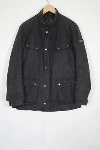 Barbour International Duke Giacca Cappotto Cera Nero Taglia Large Biker - Foto 1 di 14